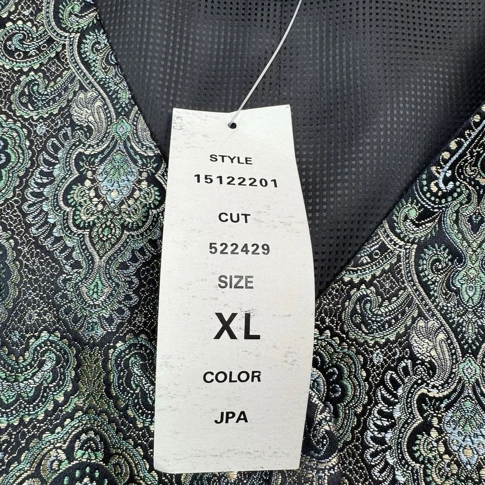Vintage Harris Wallace Vest Womens XL Tapestry Green Black Floral NWT